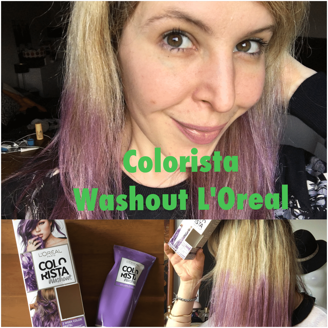 test colorist washout violet purple sur les cheveux violets
