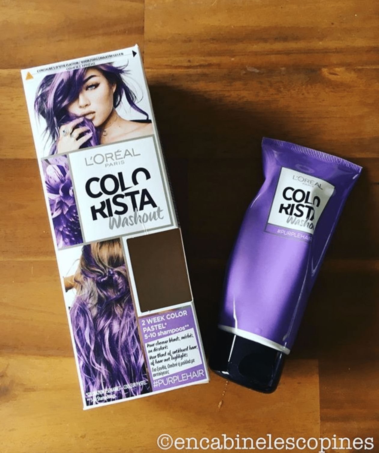 test colorist washout violet purple sur les cheveux violets