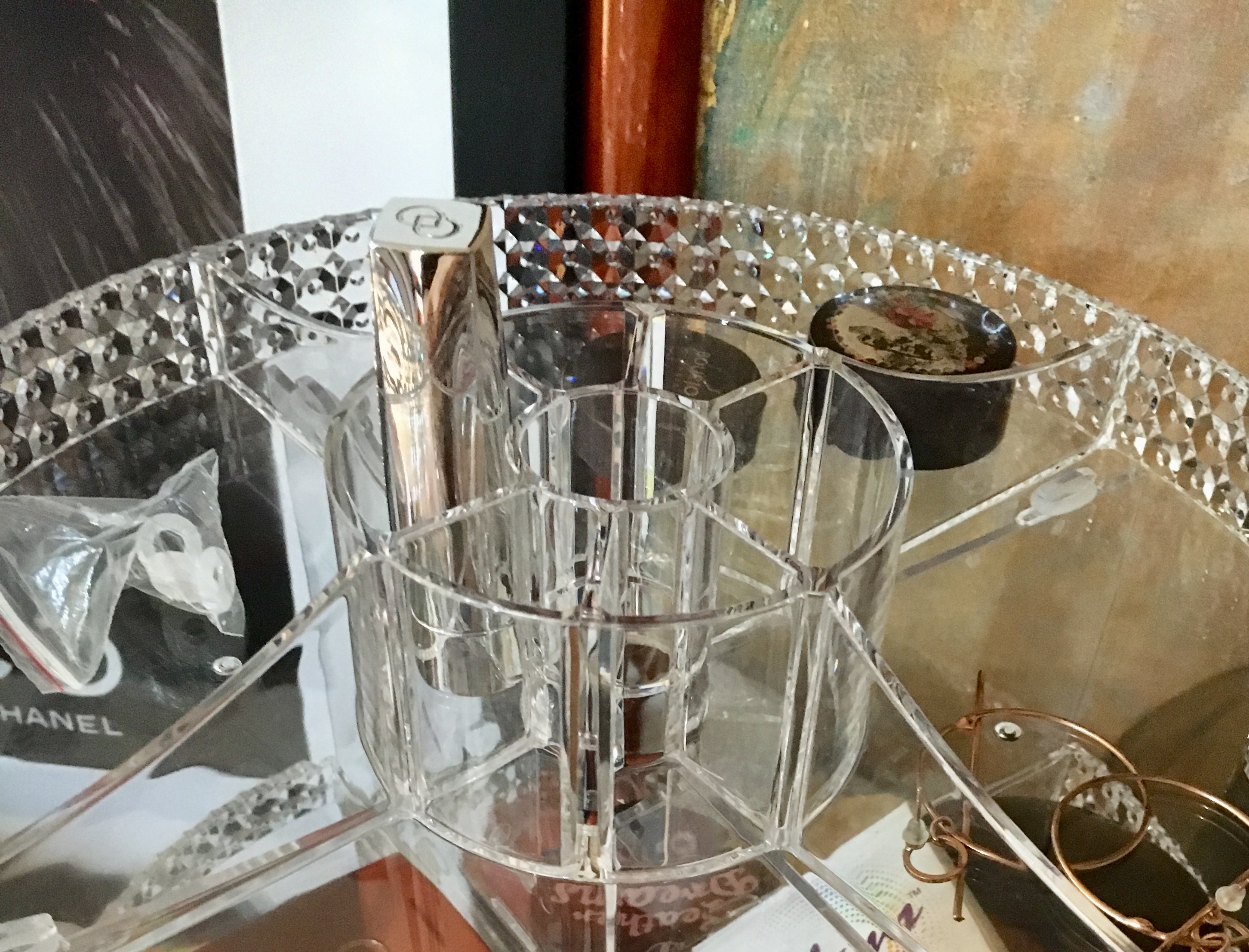 rangement maquillage transparent rotatif tour rotative 