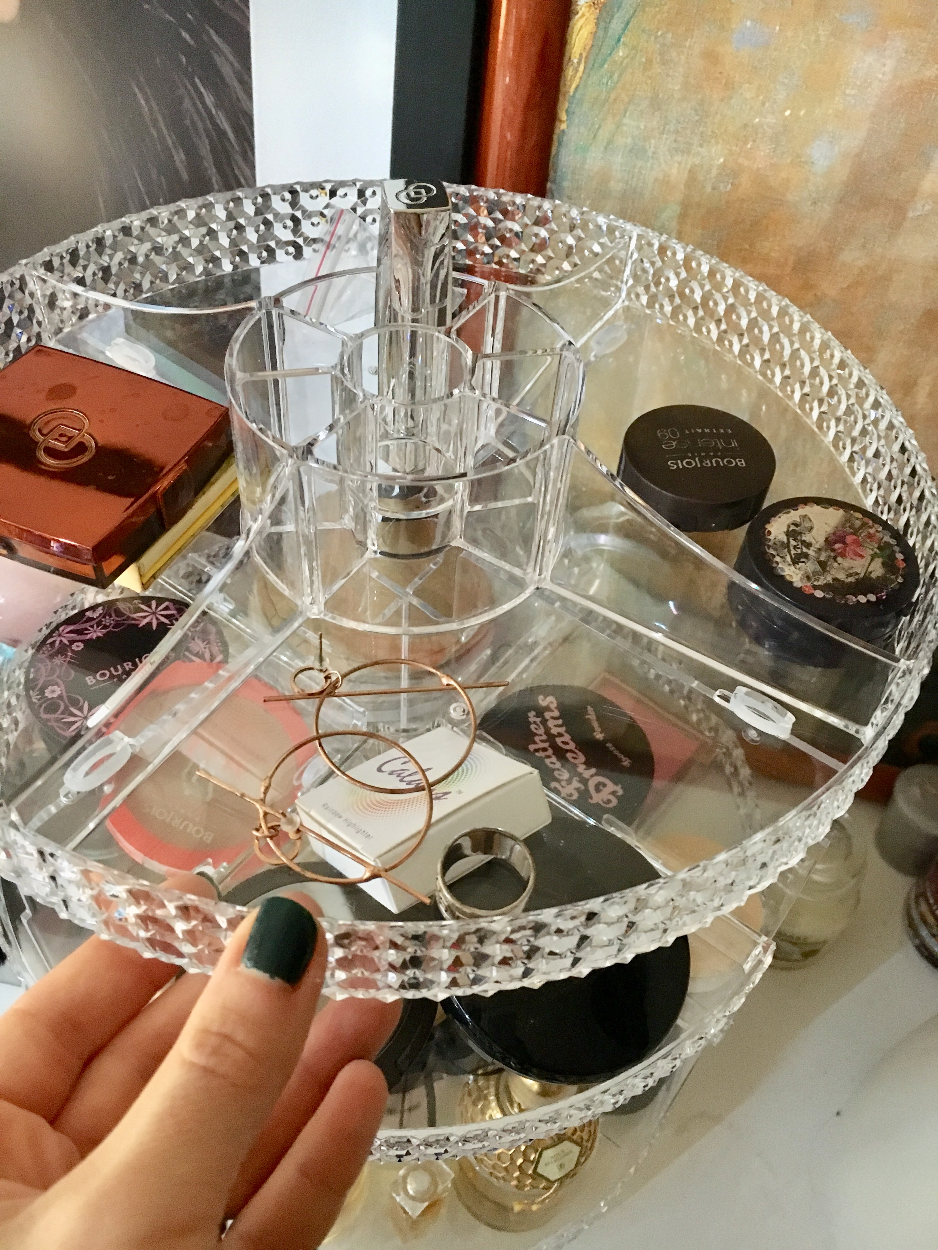 rangement maquillage transparent tour rotative