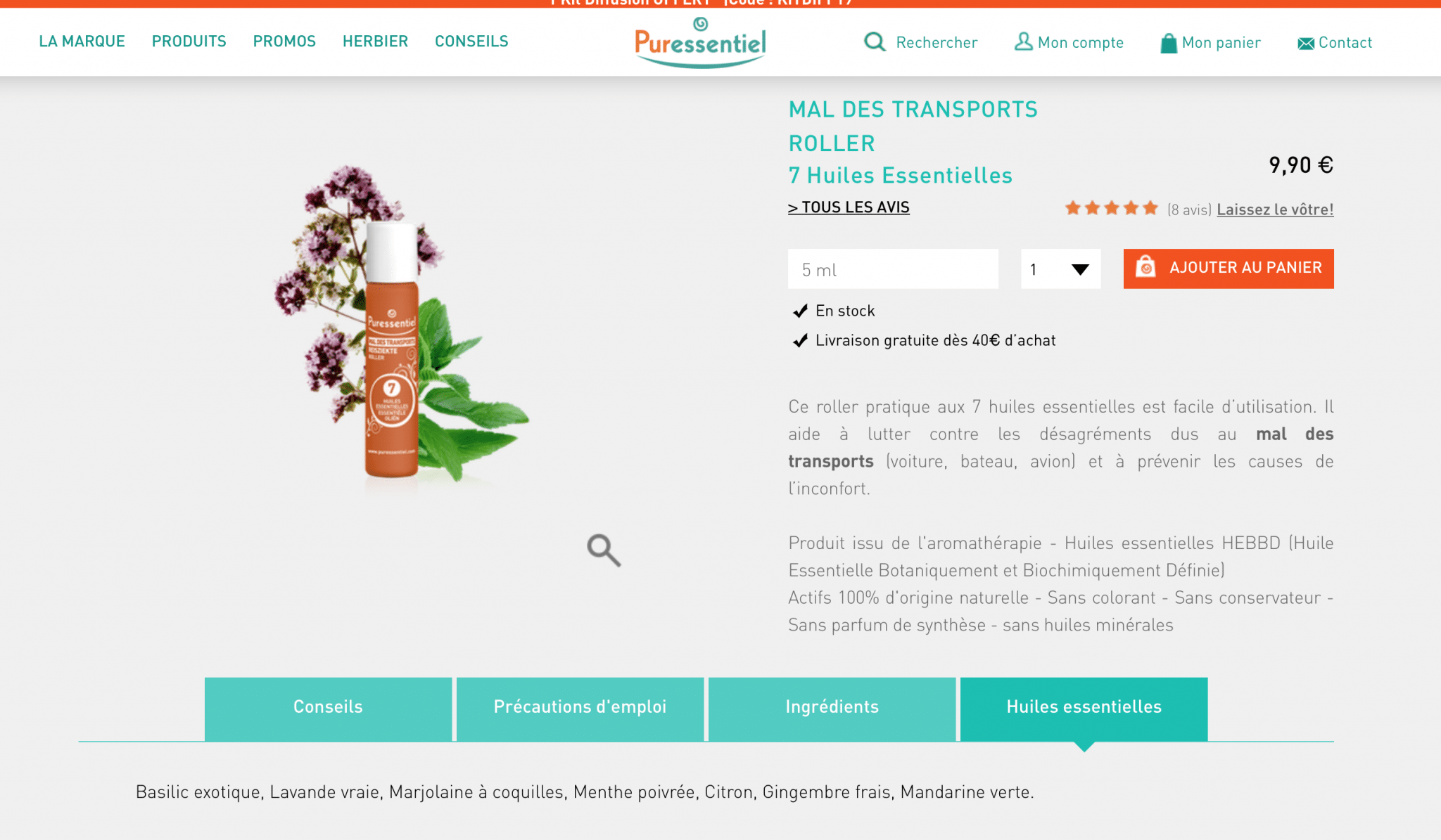 Roller sos travel mal des transports Puressentiel