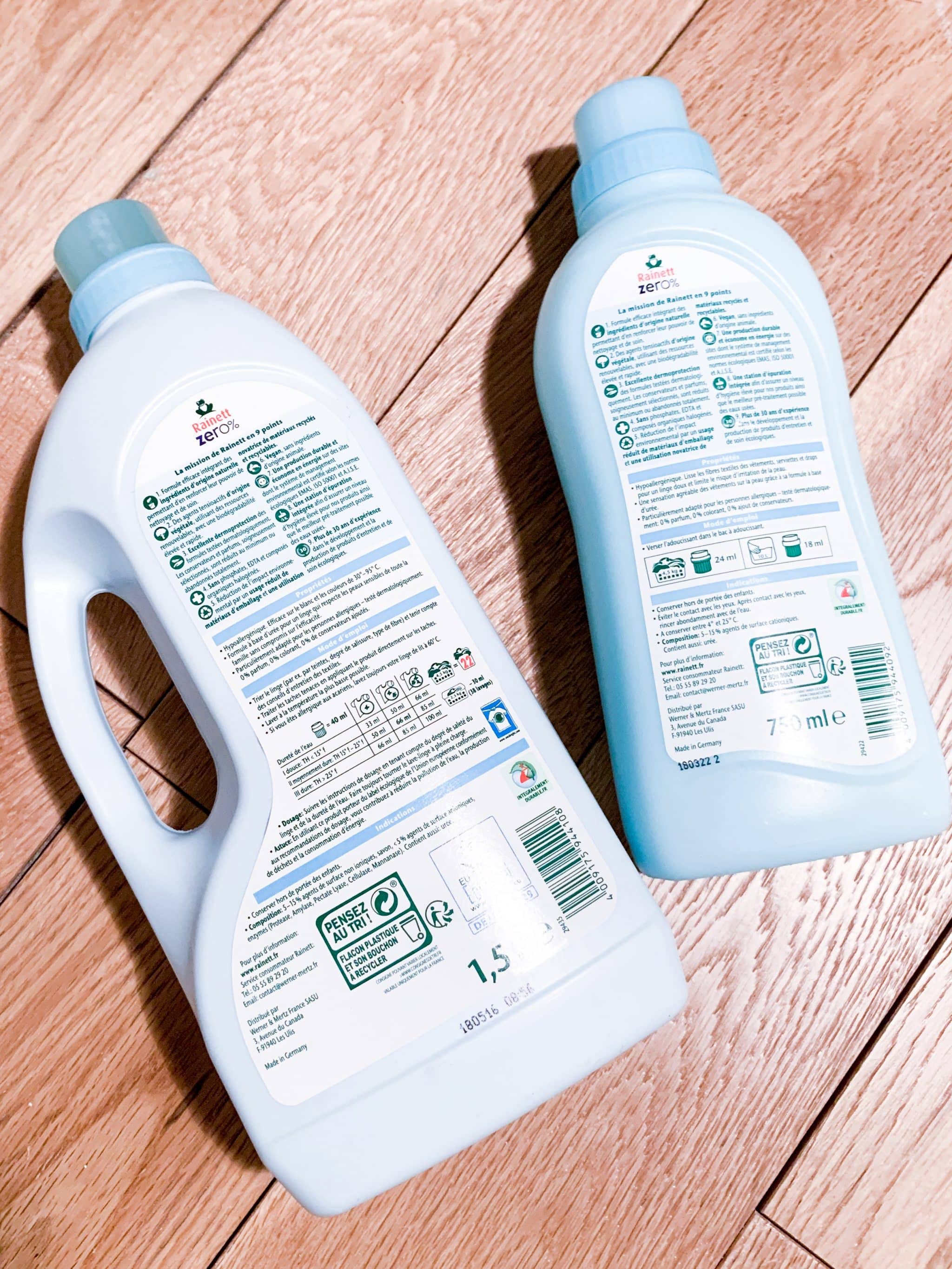 avis lessive liquide rainett zero et assouplissant zero lessive anti allergie