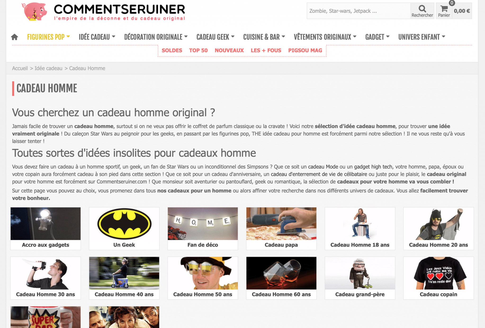 idée cadeau homme  avis sur le site Commentseruiner
